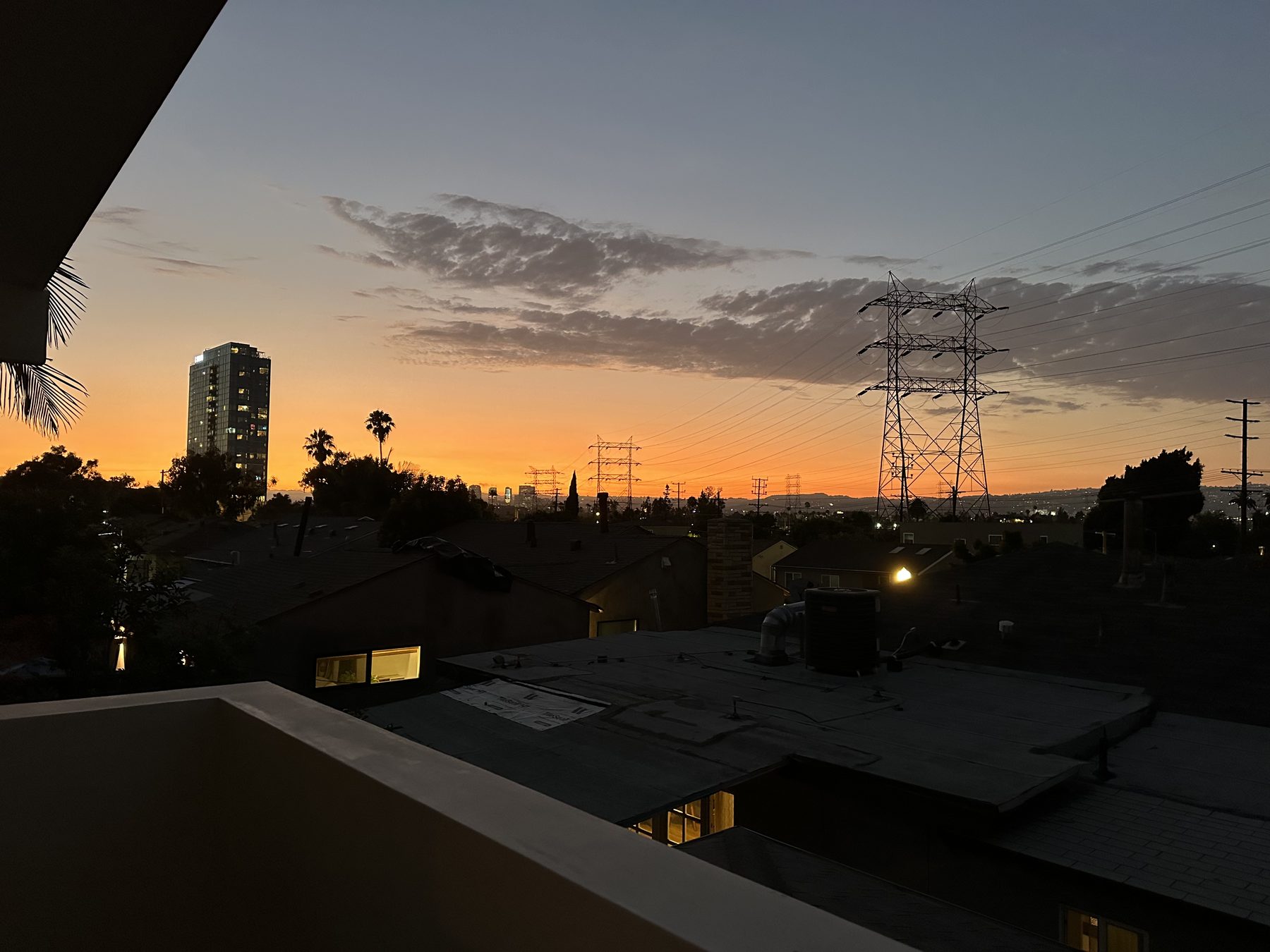 View across Los Angeles at dusk from the completed project